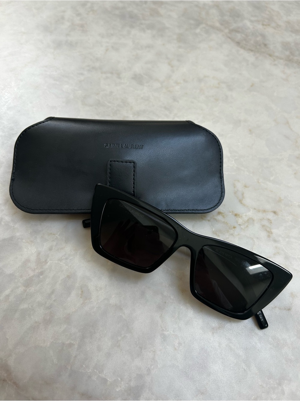 Saint Laurent Black Cat-Eye Sunglasses with Matching Black Case